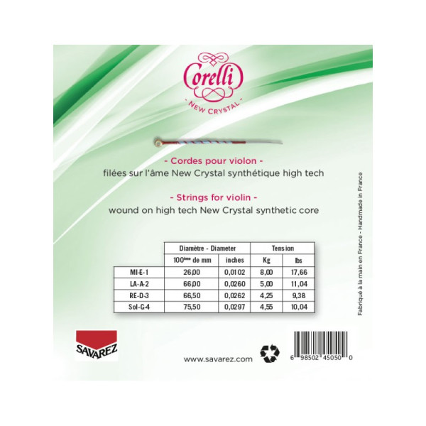 Corda violino Corelli Crystal 704ML 4ª Sol 4/4 Light 4/4