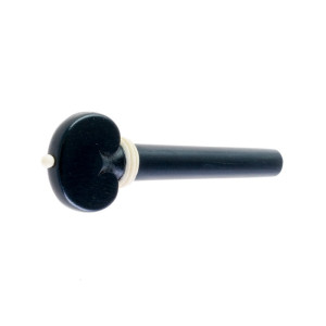 Pirolo per violino in ebano modello cuore con perno e collare bianco 4/4 4/4